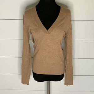 Cashmere tan v-neck sweater